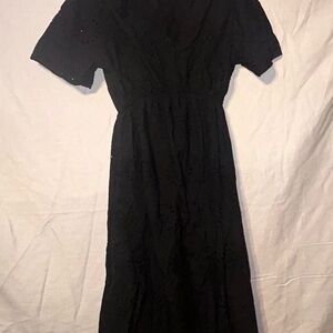 Valentina Naldi Made In Italy Short Sleeve Eyelet Midi Dress